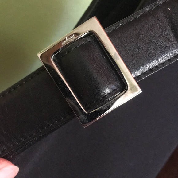 Authentic Salvatore Ferragamo Black Fabric & Leather Pouchette Shoulder Bag Zips - Picture 10 of 10